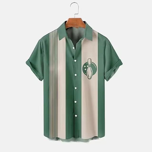 Chemise de bowling pour homme, impression numérique 3D