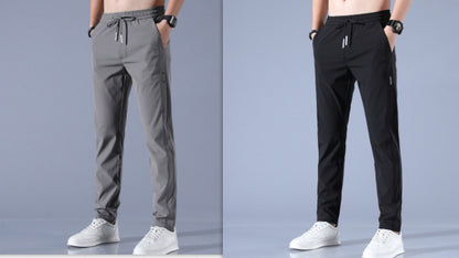 Ice Silk Pants Herren Sommer Dünne Freizeithose Lose Gerade Atmungsaktiv