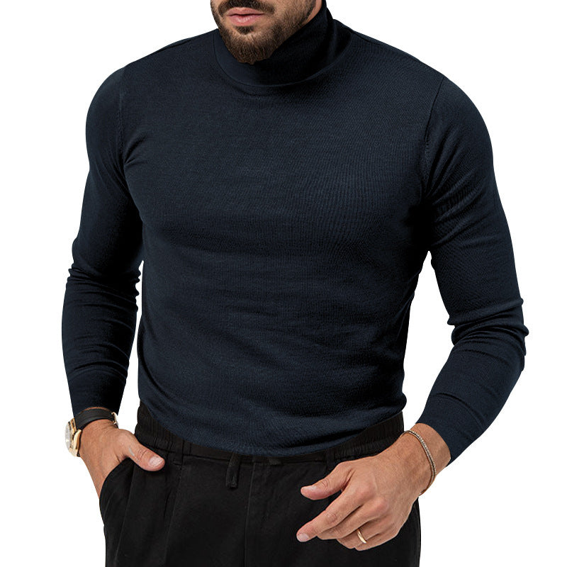 Herbst und Winter Neuer hochelastischer Rollkragenpullover aus Kaschmir mit dicker, warmer Unterwolle für junge Männer