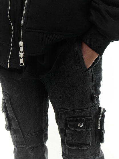 Pantalon large à jambe droite, nouvelle collection automne, vêtements de travail fonctionnels et décontractés à poches multiples