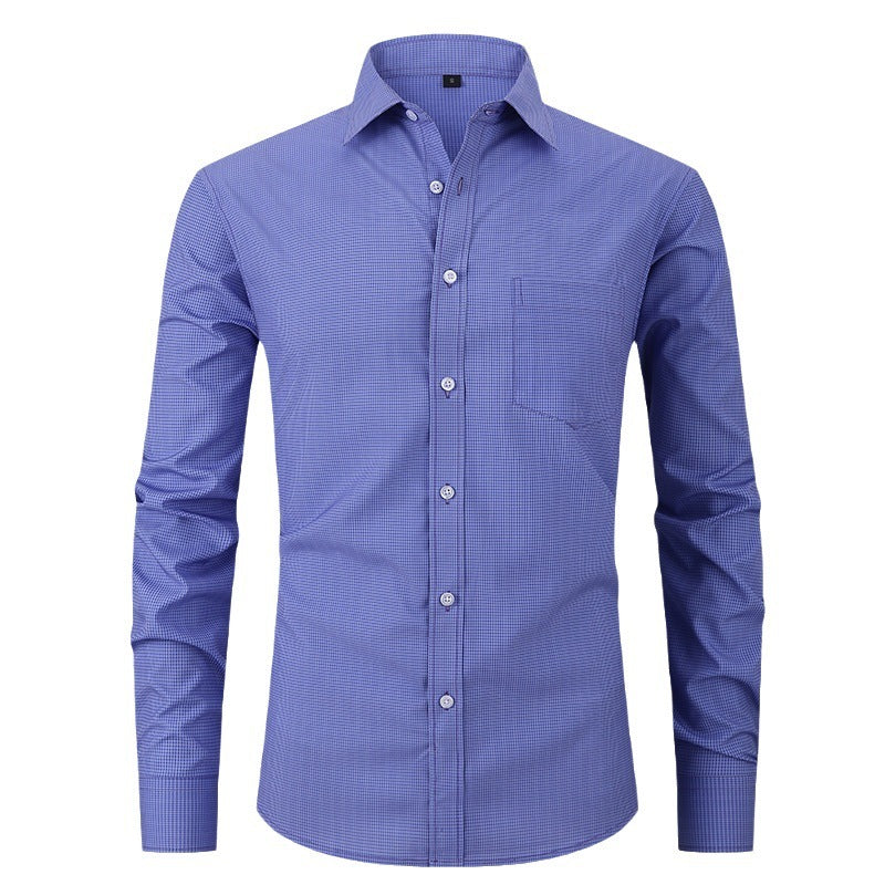 Chemise à carreaux à col polo de couleur unie pour homme