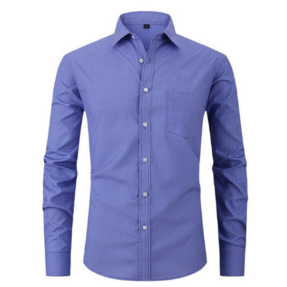 Chemise à carreaux à col polo de couleur unie pour homme