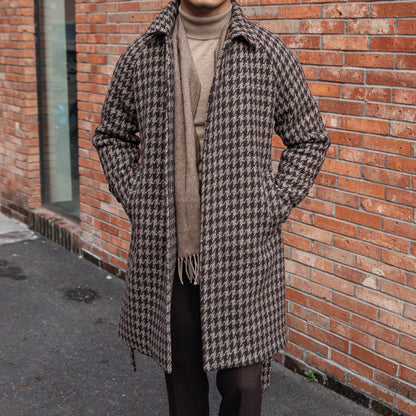 Veste mi-longue chaude à motif pied-de-poule pour homme