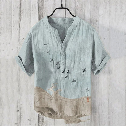 Chemises d'été pour hommes, style national tendance, à trois boutons