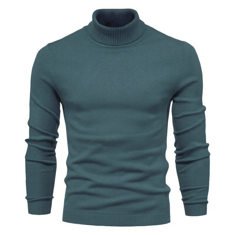 Men's Solid Color Slim Pullover Turtleneck Sweater Winter Casual Tops Clothing - ARCHSHOPE