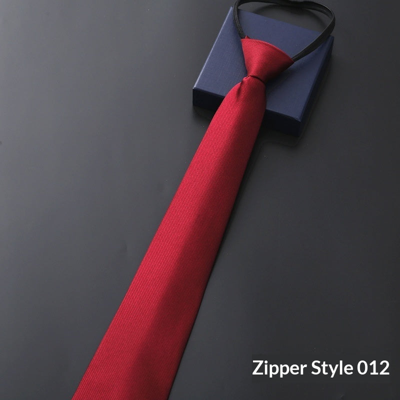 Mens Business Formal Zipper Tie With Blue Stripes - ARCHSHOPE