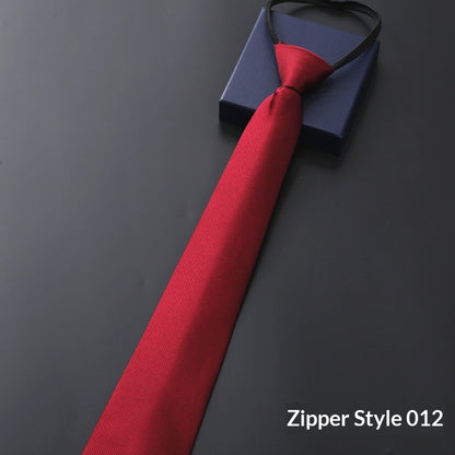 Mens Business Formal Zipper Tie With Blue Stripes - ARCHSHOPE