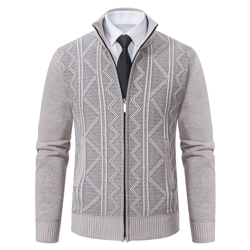 Herbst Winter Männer Wollpullover Herren Strickjacke Mantel Stehkragen