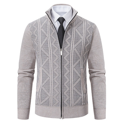 Herbst Winter Männer Wollpullover Herren Strickjacke Mantel Stehkragen