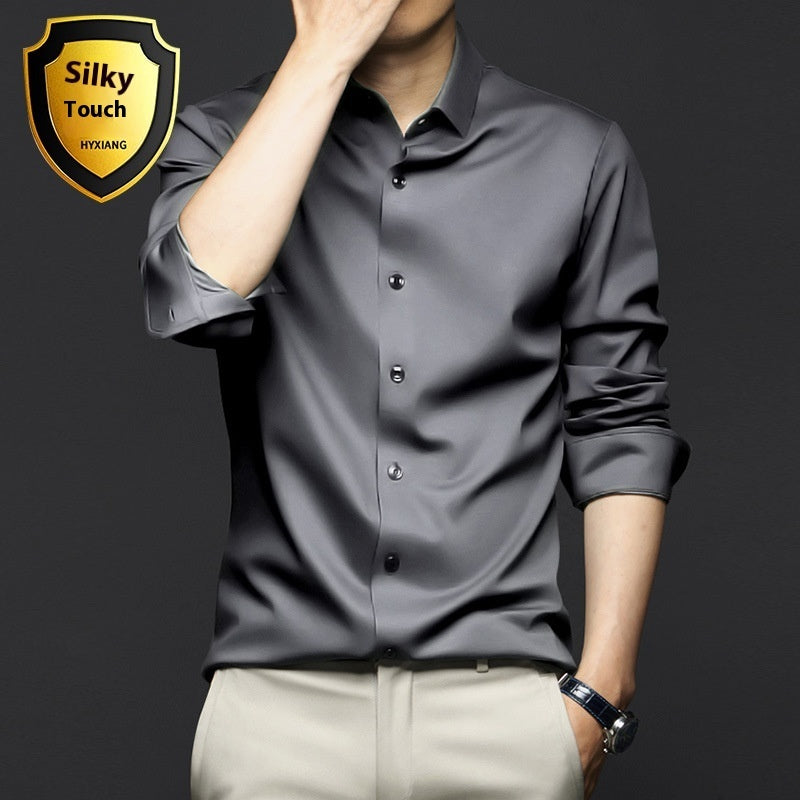 Chemise à manches longues pour homme, anti-rides, sans repassage, pour le travail
