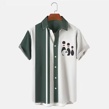 Chemise de bowling pour homme, impression numérique 3D