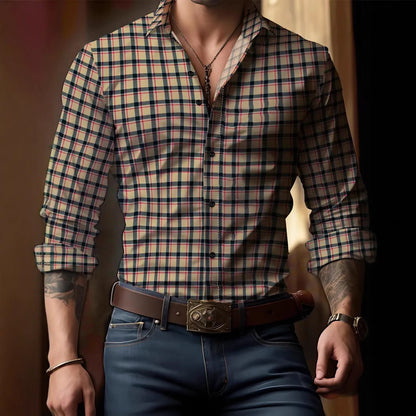 Breathable Volkswagen Casual Versatile Lattice Men's Long Sleeve Shirt - ARCHSHOPE