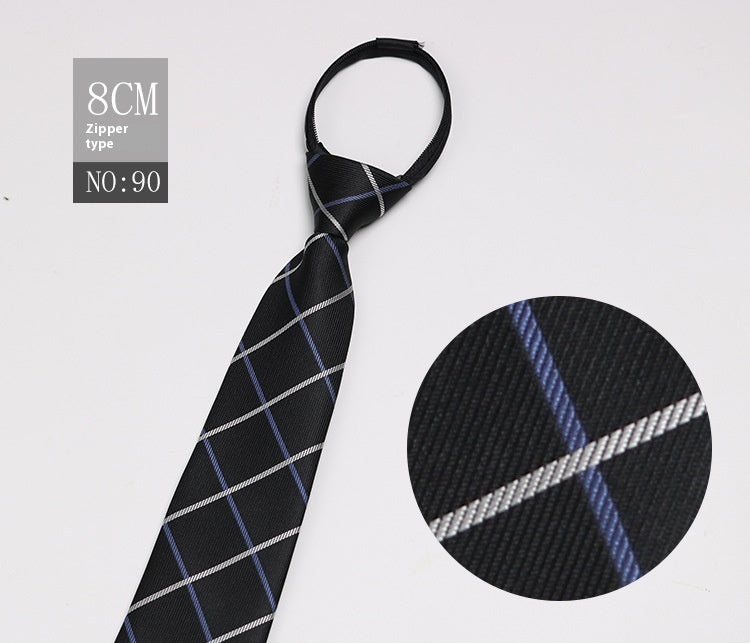 Black Men's Tie Striped Blue Business Tie Lazy Zip Tie In Stock Wholesale Pull Peels - ARCHSHOPE
