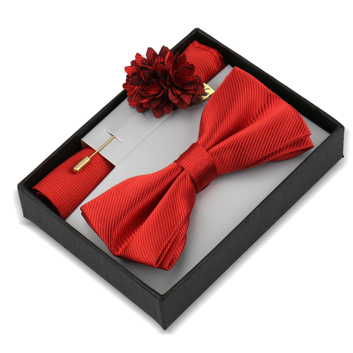 Mens Bow Tie, Pocket Square, And Brooch Gift Set - ARCHSHOPE