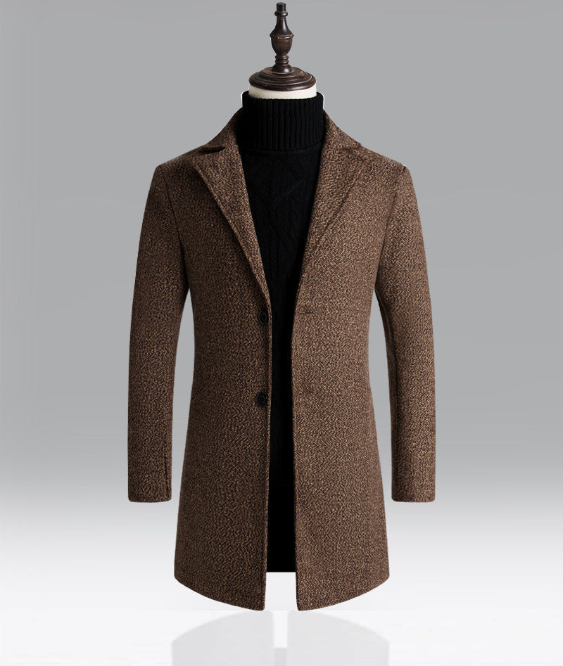 Men's Snowflake Trench Coat Mid-length Woolen Coat - ARCHSHOPE
