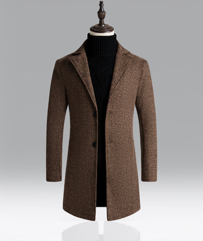 Men's Snowflake Trench Coat Mid-length Woolen Coat - ARCHSHOPE