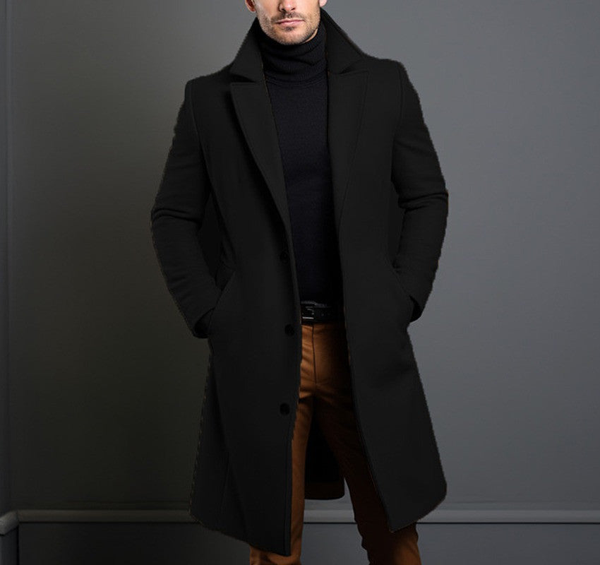 Woolen Men's Mid-length Trench Coat - ARCHSHOPE