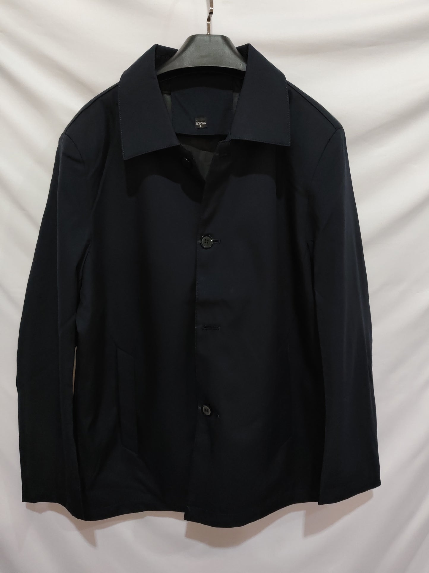 Veste d'affaires à col polo pour homme, couleur unie, manteau léger à boutons courts, automne-hiver