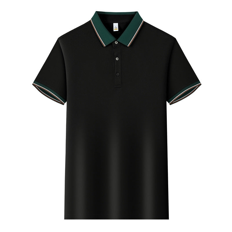 Color Stitching Turnover Neck Short-sleeved Shirt Workwear