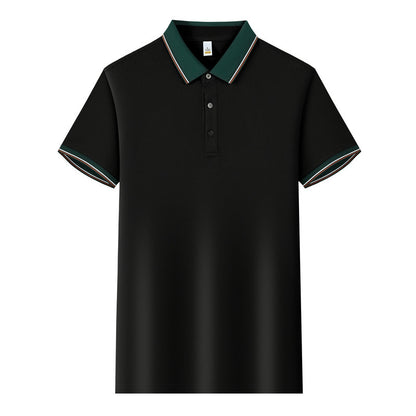 Color Stitching Turnover Neck Short-sleeved Shirt Workwear