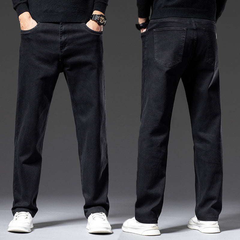 Hochelastische Herren-Jeans mit gerader Passform und lockerem Schnitt für Frühling und Herbst