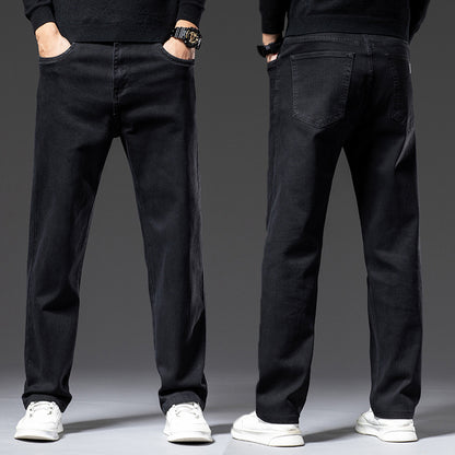 Hochelastische Herren-Jeans mit gerader Passform und lockerem Schnitt für Frühling und Herbst