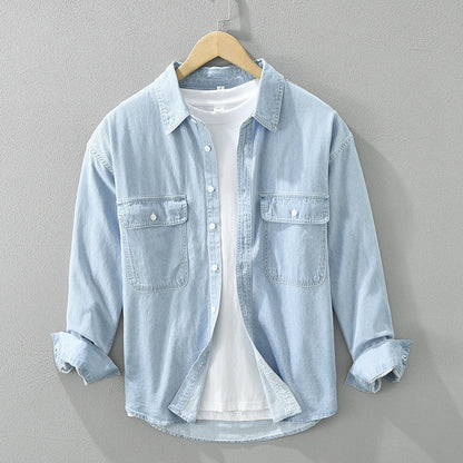 Künstlerisches, langärmliges, lockeres Freizeitoberteil aus Denim