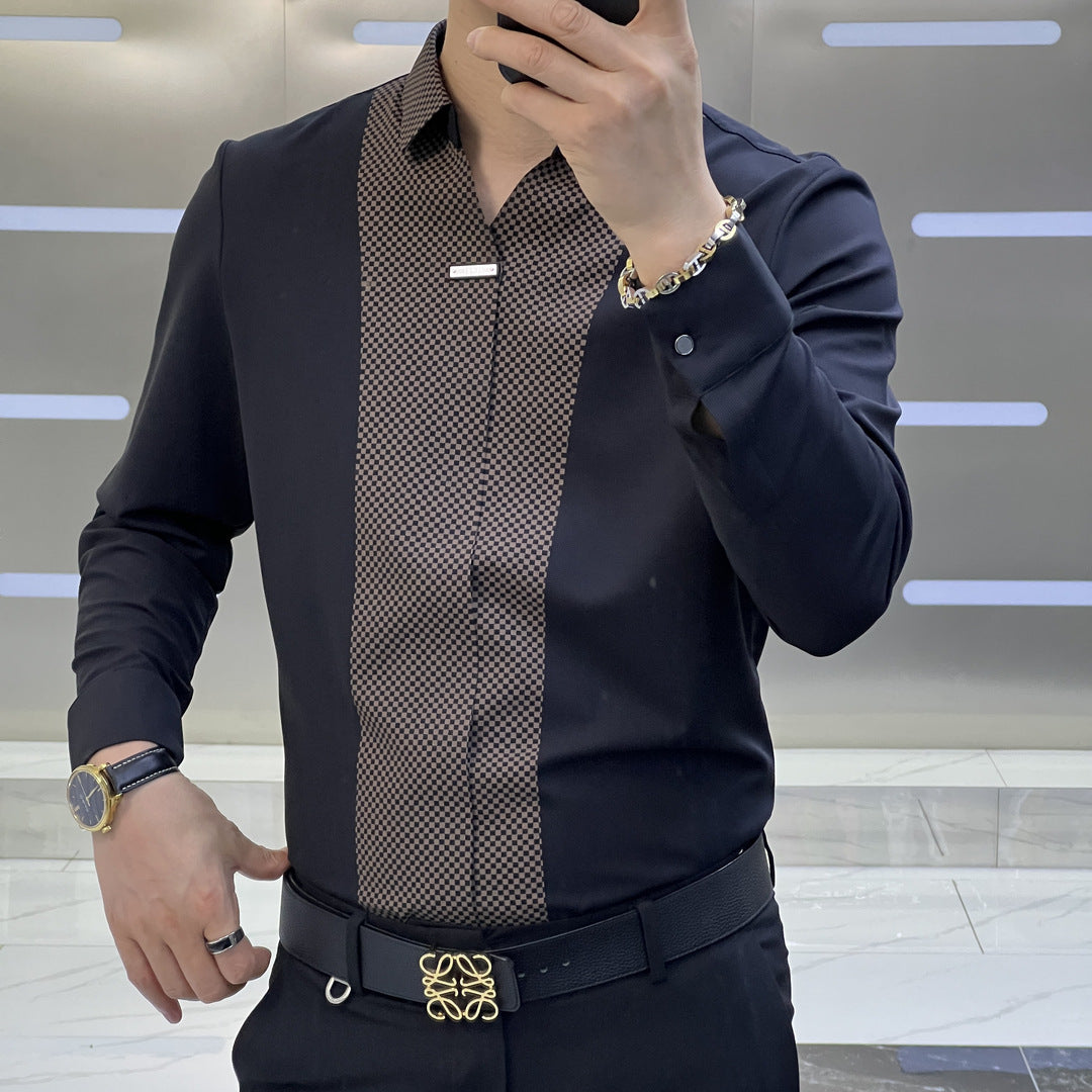 Chemise à manches longues décontractée pour homme