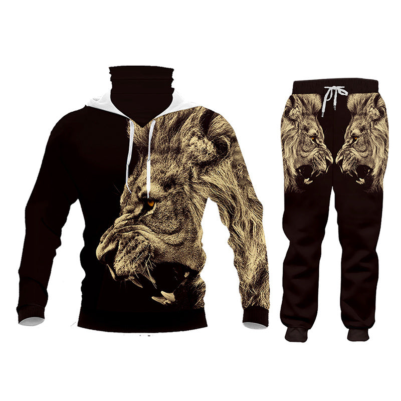Lässiger Herren-Trainingsanzug mit Kapuze und Hose mit D-Druck