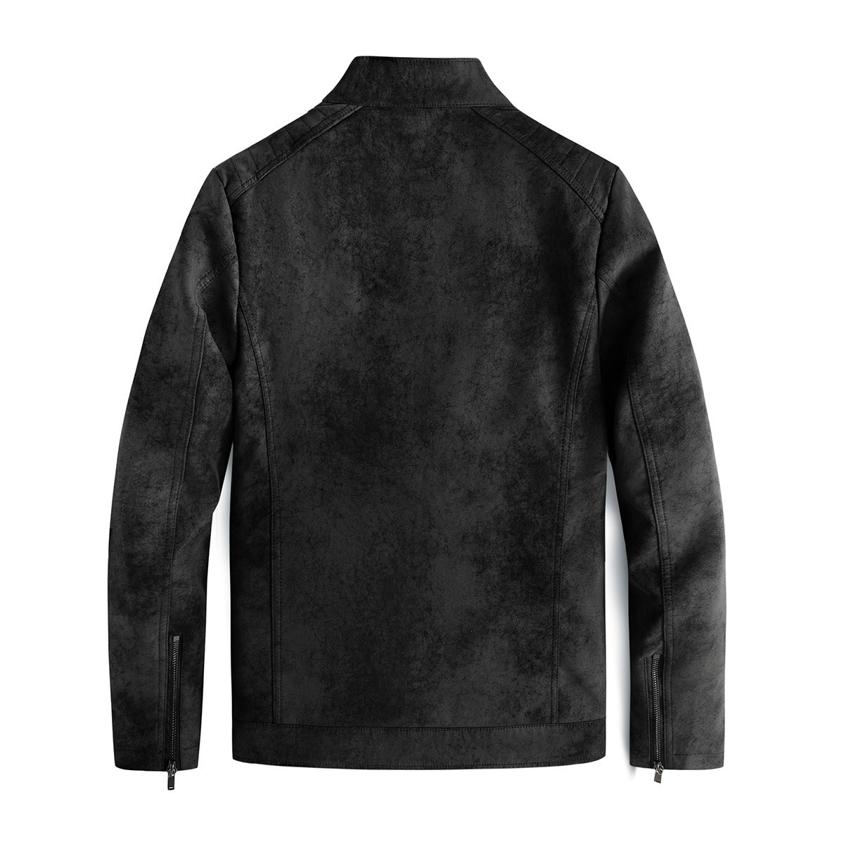 Veste en cuir pour homme, doublure polaire, col montant slim