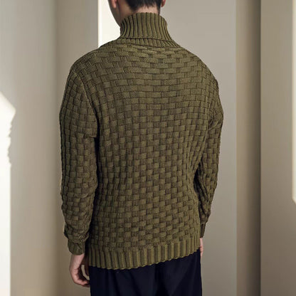 Men's Slim Turtleneck Sweater With Button Design Fashion Casual Solid Color Pullover Top Clothing - ARCHSHOPE