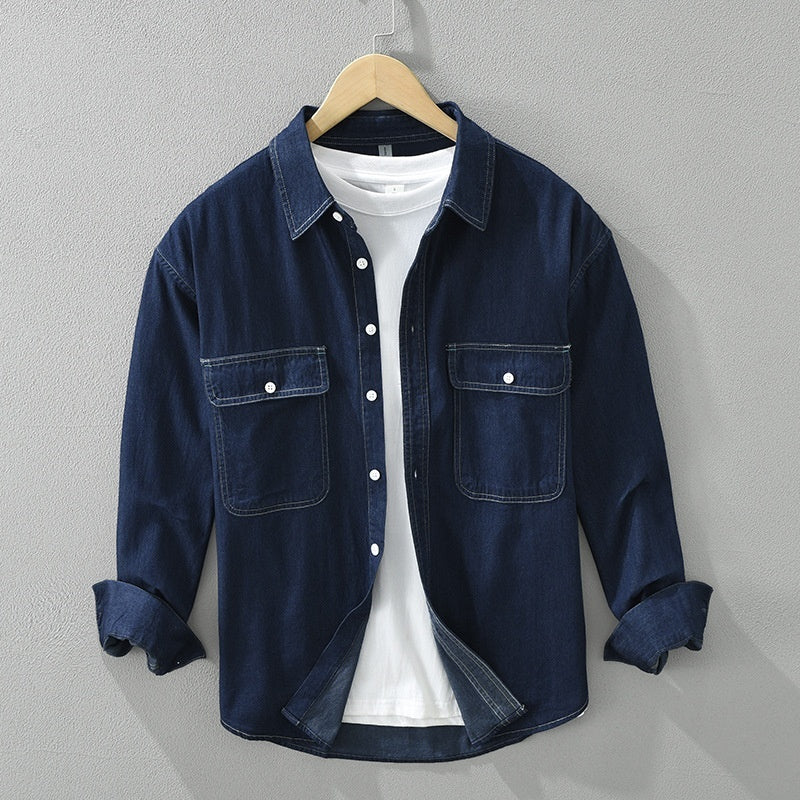 Künstlerisches, langärmliges, lockeres Freizeitoberteil aus Denim