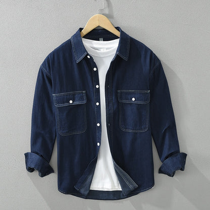 Künstlerisches, langärmliges, lockeres Freizeitoberteil aus Denim