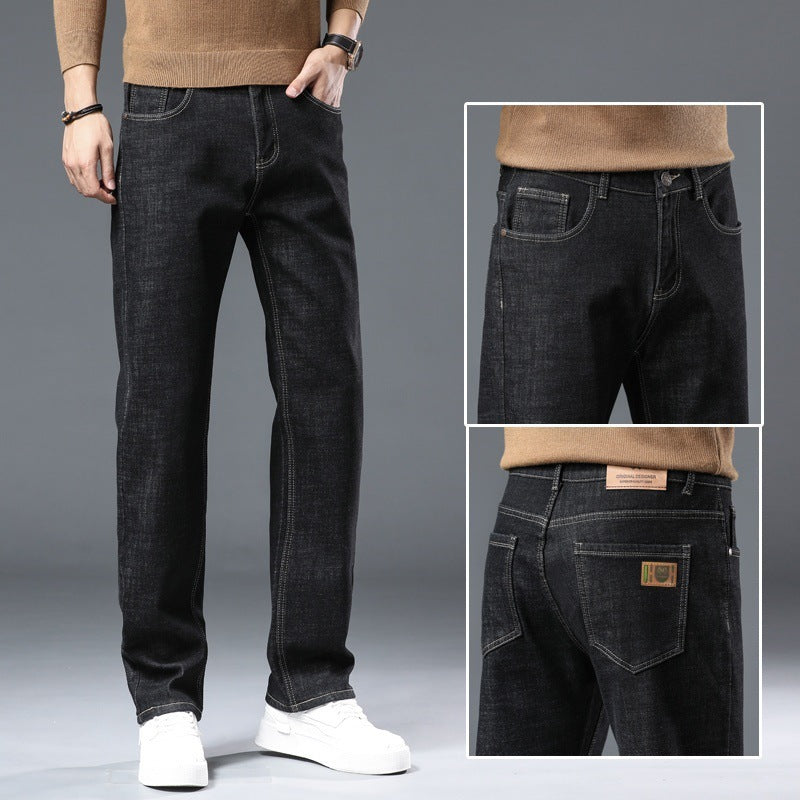 Winter Fleece-gefütterte dicke Jeans Herren Plus Size Loose Straight Casual Hose