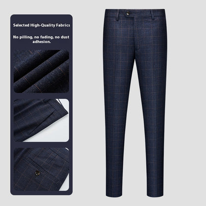 Herren Plaid High-End-Anzughose Korean Slim Straight Casual Pants