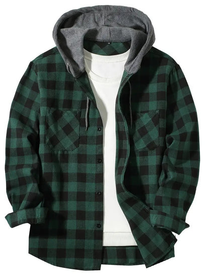 Chemise à capuche à carreaux pour homme
