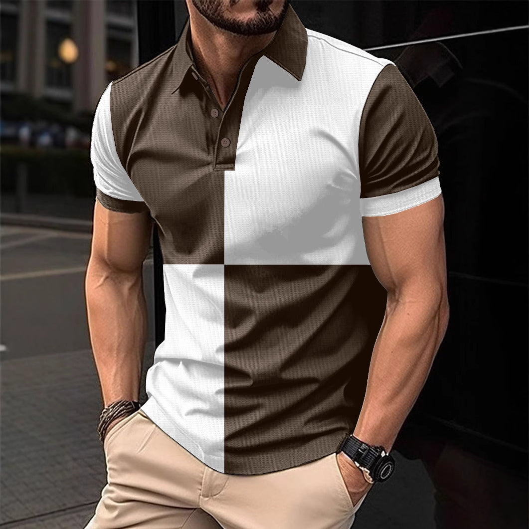 Lässiges, sportliches Poloshirt mit kurzen Ärmeln und Farbnähten und Umschlagkragen für Herren