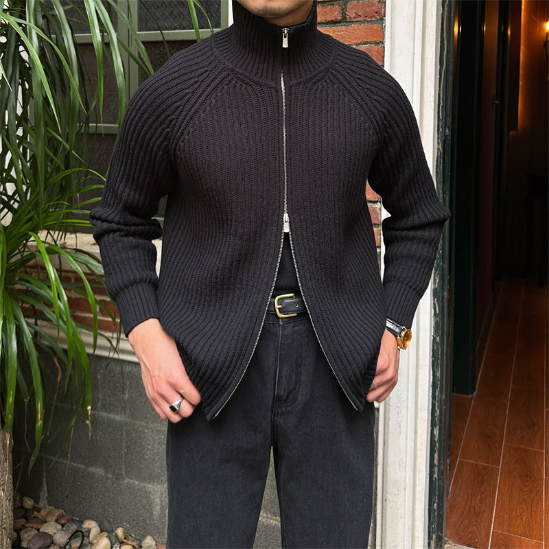 Herren Stehkragen Strickjacke Retro Slim Fit