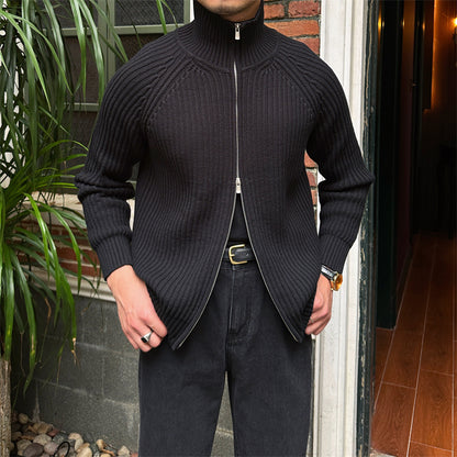 Herren Stehkragen Strickjacke Retro Slim Fit