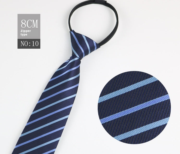 Black Men's Tie Striped Blue Business Tie Lazy Zip Tie In Stock Wholesale Pull Peels - ARCHSHOPE