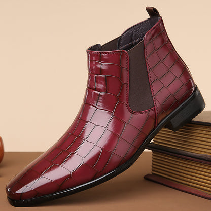 Bottines Chelsea montantes en cuir brillant pour homme, pointure 48