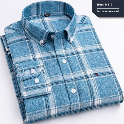 Baumwolle Langarmhemd Karo Business Slim Fit