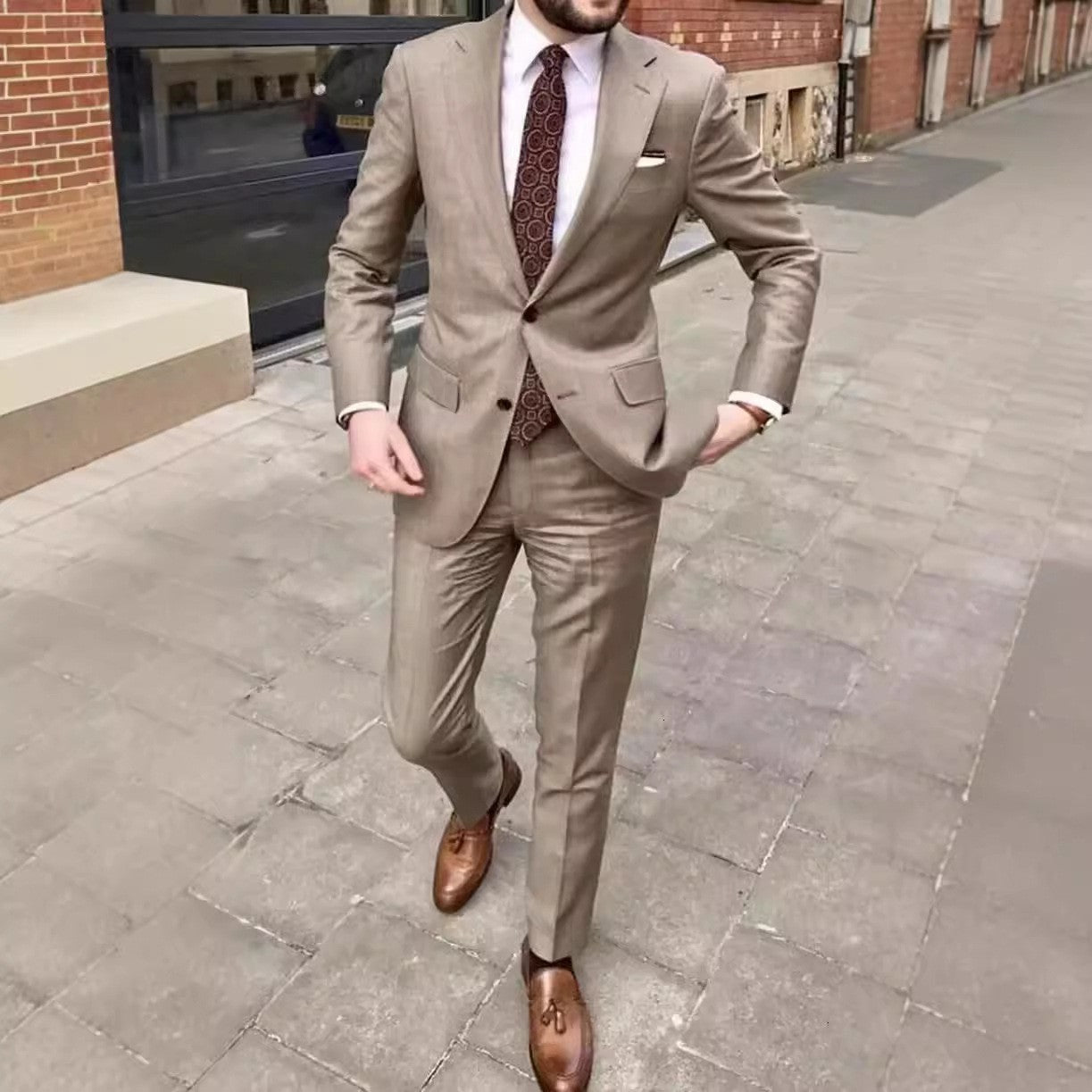 Herren Slim Fit Business-Kleid mit zwei Knöpfen