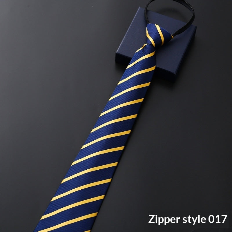 Mens Business Formal Zipper Tie With Blue Stripes - ARCHSHOPE
