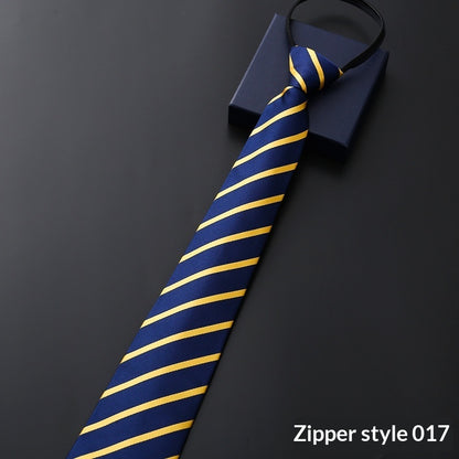Mens Business Formal Zipper Tie With Blue Stripes - ARCHSHOPE