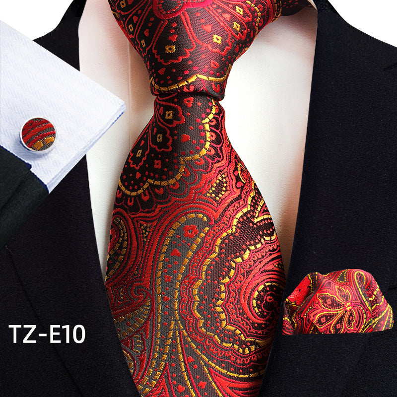 Paisley Tie Square Scarf Pocket Square Cufflinks Three-piece Set - ARCHSHOPE