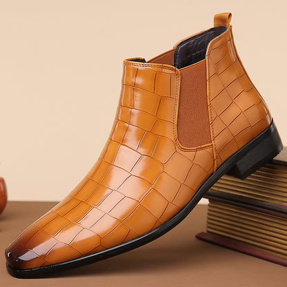 Bottines Chelsea montantes en cuir brillant pour homme, pointure 48