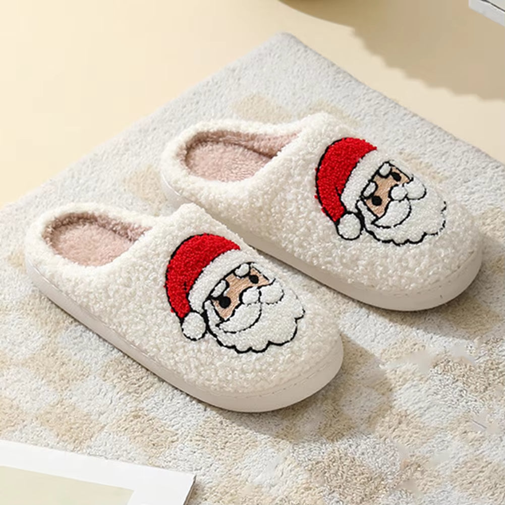 Christmas Slippers Reindeer Slippers For Women And Men Holiday Halloween Slippers Indoor Bedroom Fluffy Warm Fleece Slippers Winter Soft Cozy Home Non-Slip Soft Plush Slip-on Wool Lined House Shoes - ARCHSHOPE
