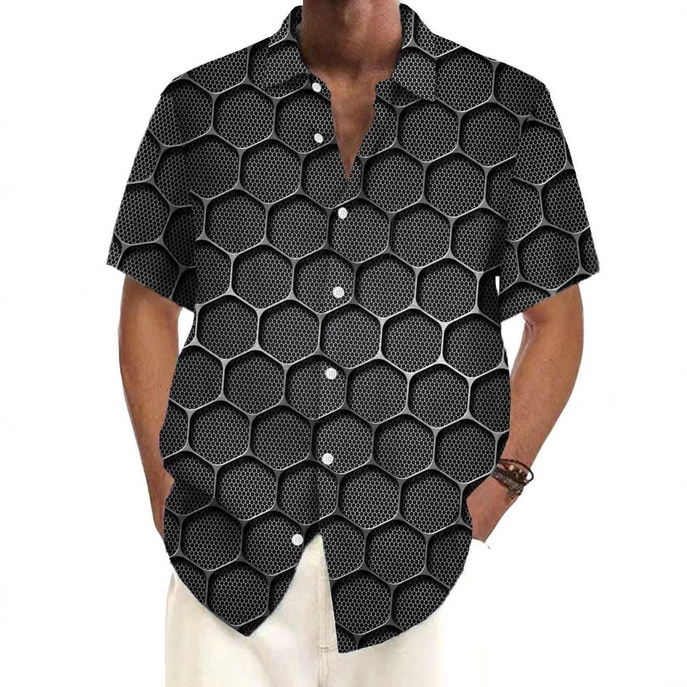 Cardigan ample imprimé pour homme, manches courtes, idéal pour les loisirs, pour l'été