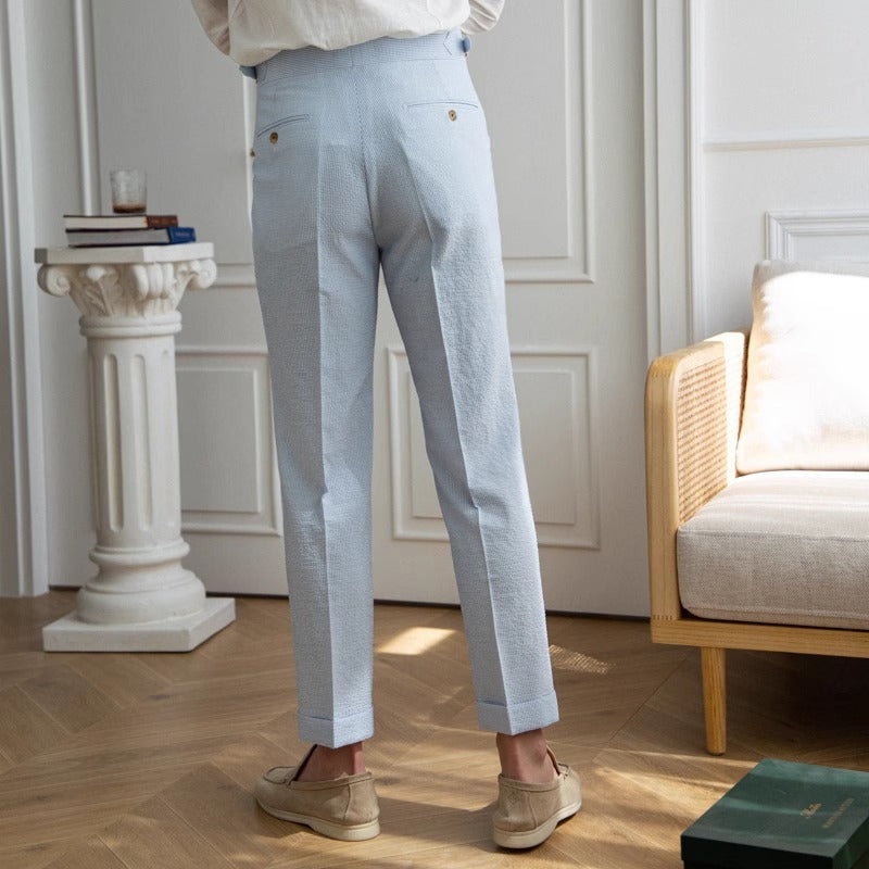 Sommer Herren Anzughose Hohe Taille Gerade